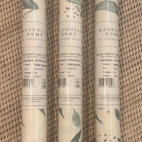 Magnolia Home Other - Magnolia Home by Joanna Gaines Teal Peel & Stick Wallpaper – Lot of 3 – New